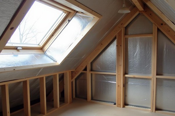 Silver-foil insulation between rafters in a Suffolk loft conversion